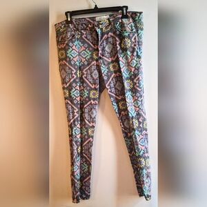Rachel Roy Denim Floral Patterned Skinny Pants
